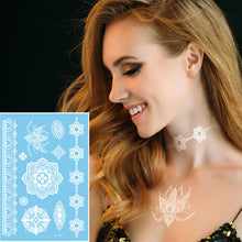 Load image into Gallery viewer, Blue Paper White Lace Tattoo Stickers Waterproof Long Lasting Tattoo Stickers Temporary Body Art Tattoo Stickers For Women
