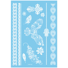 Load image into Gallery viewer, Blue Paper White Lace Tattoo Stickers Waterproof Long Lasting Tattoo Stickers Temporary Body Art Tattoo Stickers For Women
