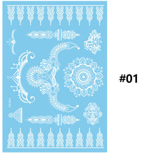 Load image into Gallery viewer, Blue Paper White Lace Tattoo Stickers Waterproof Long Lasting Tattoo Stickers Temporary Body Art Tattoo Stickers For Women
