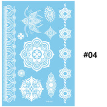 Load image into Gallery viewer, Blue Paper White Lace Tattoo Stickers Waterproof Long Lasting Tattoo Stickers Temporary Body Art Tattoo Stickers For Women
