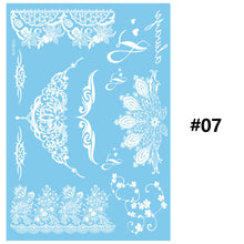 Load image into Gallery viewer, Blue Paper White Lace Tattoo Stickers Waterproof Long Lasting Tattoo Stickers Temporary Body Art Tattoo Stickers For Women

