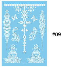 Load image into Gallery viewer, Blue Paper White Lace Tattoo Stickers Waterproof Long Lasting Tattoo Stickers Temporary Body Art Tattoo Stickers For Women
