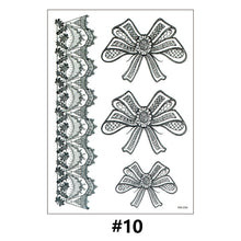 Load image into Gallery viewer, Lace Tattoo Stickers Black Bow Tattoo Stickers Waterproof Long Lasting Tattoo Stickers Body Art Tattoo Stickers For Women
