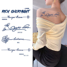Load image into Gallery viewer, Small Fresh Herbal Tattoo Stickers English Letter Tattoo Stickers Waterproof Long Lasting Body Art Tattoo Stickers
