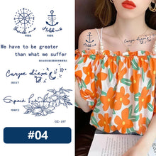 Load image into Gallery viewer, Small Fresh Herbal Tattoo Stickers English Letter Tattoo Stickers Waterproof Long Lasting Body Art Tattoo Stickers
