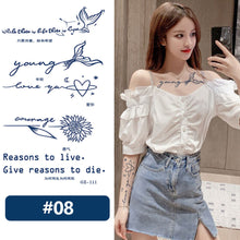 Load image into Gallery viewer, Small Fresh Herbal Tattoo Stickers English Letter Tattoo Stickers Waterproof Long Lasting Body Art Tattoo Stickers

