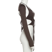 Load image into Gallery viewer, Summer Fashion Trend Women Top Long Sleeve Backless Halter Vest Sexy Halterneck Strappy Slim Fit Solid T-shirt
