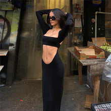 Load image into Gallery viewer, Elegant Sexy Hollow Tube Top Autumn Summer Women Package Hip Solid Color Slim Long Dress
