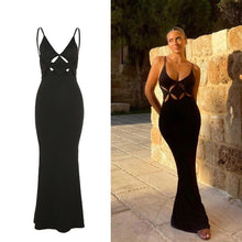 Load image into Gallery viewer, Autumn Summer Fashion Trend Women Sleeveless Suspenders Backless Hollow Sexy Low-cut Slim Elegant Party Wear Long Dress

