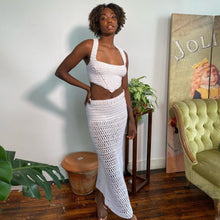 Load image into Gallery viewer, Fashion Solid Color Suspenders Outfit Hollow Mesh Women Slim Vest Sexy Low Waist Long Skirt Suit
