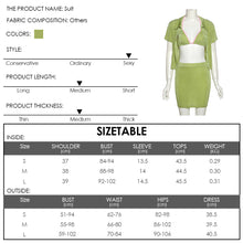 Load image into Gallery viewer, Summer Women Three-piece Set Short-sleeved Cardigan Camisole Suspenders High Waist Skirt Solid Color Outfit
