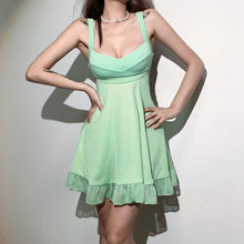 Load image into Gallery viewer, Elegant Solid Color Summer Cutout Slim Sling Dress Off-shoulder Sexy Backless Mesh Slim Female Ruffle Dress
