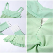 Load image into Gallery viewer, Elegant Solid Color Summer Cutout Slim Sling Dress Off-shoulder Sexy Backless Mesh Slim Female Ruffle Dress
