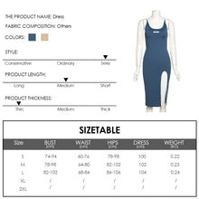 Load image into Gallery viewer, Leisure Sport Style Women New Simple Round Neck Spring Summer Sling Exposed Backless Slim Hem Slit Long Dress
