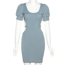 Load image into Gallery viewer, Elegant Fashion Summer Square Neck Short Sleeve Backless Hollow Tight Waist Hip Slim Women Girls Dress
