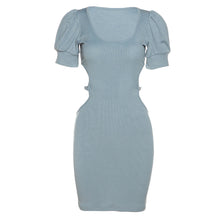 Load image into Gallery viewer, Elegant Fashion Summer Square Neck Short Sleeve Backless Hollow Tight Waist Hip Slim Women Girls Dress

