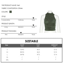 Load image into Gallery viewer, Round Neck Sleeveless Smocked Slim Women Top Summer Fashion Pleated Halter Neck Solid Color T-shirt
