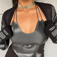 Load image into Gallery viewer, Two-piece Fashion Sexy Letter Print Women Street Style Out Commute Lace-up Halter Neck Camisole + Long-sleeved T-shirt Suit
