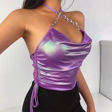 Load image into Gallery viewer, Ins Style Paneled Sleeveless Halter Neck Top Camisole Slim Fit Women Street Backless V-neck Tight Waist Tank Top Vest

