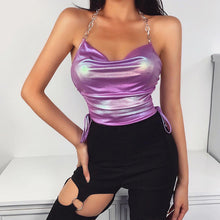 Load image into Gallery viewer, Ins Style Paneled Sleeveless Halter Neck Top Camisole Slim Fit Women Street Backless V-neck Tight Waist Tank Top Vest
