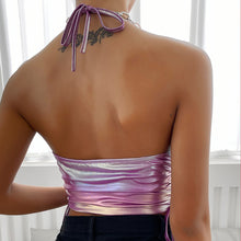 Load image into Gallery viewer, Ins Style Paneled Sleeveless Halter Neck Top Camisole Slim Fit Women Street Backless V-neck Tight Waist Tank Top Vest
