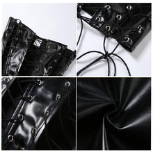 Load image into Gallery viewer, Cool Street Style Sexy Cutout Lace-up Fishbone Faux Leather Tunic Top Women Sleeveless Slim Fit Camisole Tight Waist Crop Top
