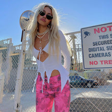 Load image into Gallery viewer, Street Shot Fashion Women Vest Crop Top Halter Neck Lace-up Cutout Sexy Tank Top Solid Color Slim Fit Long Sleeve T-shirt

