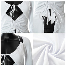 Load image into Gallery viewer, Street Shot Fashion Women Vest Crop Top Halter Neck Lace-up Cutout Sexy Tank Top Solid Color Slim Fit Long Sleeve T-shirt
