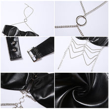 Load image into Gallery viewer, PU Leather Sexy Hot Babes T-shirt Summer Cross Chain Halterneck Outer Wear Tube Top Women Underwear Bandeau Top
