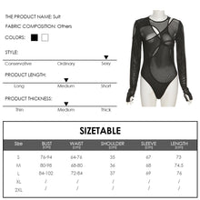 Load image into Gallery viewer, Cool Babes Summer Round Neck Mesh See-through Translucent Cross Bodysuit Women Sexy Two-piece Wrap Long Sleeve Slim-fit T-shirt
