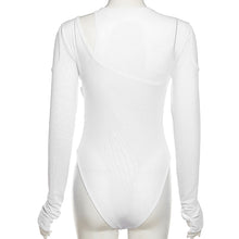 Load image into Gallery viewer, Cool Babes Summer Round Neck Mesh See-through Translucent Cross Bodysuit Women Sexy Two-piece Wrap Long Sleeve Slim-fit T-shirt
