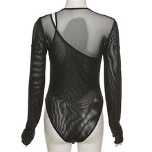Load image into Gallery viewer, Cool Babes Summer Round Neck Mesh See-through Translucent Cross Bodysuit Women Sexy Two-piece Wrap Long Sleeve Slim-fit T-shirt
