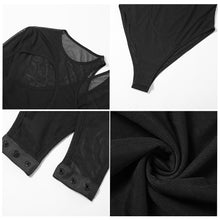 Load image into Gallery viewer, Cool Babes Summer Round Neck Mesh See-through Translucent Cross Bodysuit Women Sexy Two-piece Wrap Long Sleeve Slim-fit T-shirt
