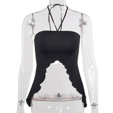 Load image into Gallery viewer, Solid Color Two-wear Halterneck Sling Summer Hot Sexy Sleeveless Strapless Fungus Lace Loose Women Crop Tops T-shirt Tube Top

