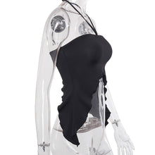 Load image into Gallery viewer, Solid Color Two-wear Halterneck Sling Summer Hot Sexy Sleeveless Strapless Fungus Lace Loose Women Crop Tops T-shirt Tube Top
