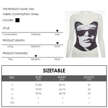 Load image into Gallery viewer, Black White Printing Sleeveless Off Shoulder Irregular V-neck Tube Tops Sexy Summer Club Party Date Slim Fit Vest T-shirt
