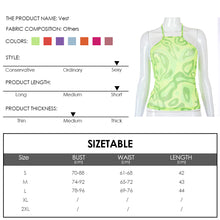 Load image into Gallery viewer, Multi Color Women Backless Sleeveless Fluorescent Neon Print Slim Top Vest Halter Neck Tie Up Tops Off Shoulder Sexy T Shirts
