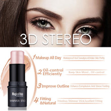 Load image into Gallery viewer, Highlighter Stick Makeup Glitter Contouring Bronzer Face Shimmer Powder Highlight Corrector Contour Highlighter &amp; Brightening Shadow Stick
