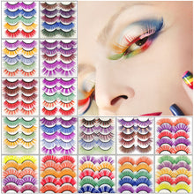 Load image into Gallery viewer, 5 pairs 3D Fake Eyelashes Colorful Faux Mink Lashes Mix Color Pink Blue Red White False Eyelashes Fluffy Soft Cilias Vendor Fake Eyelashes
