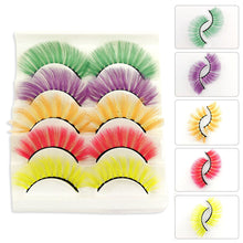 Load image into Gallery viewer, 5 pairs 3D Fake Eyelashes Colorful Faux Mink Lashes Mix Color Pink Blue Red White False Eyelashes Fluffy Soft Cilias Vendor Fake Eyelashes
