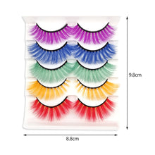 Load image into Gallery viewer, 5 pairs 3D Fake Eyelashes Colorful Faux Mink Lashes Mix Color Pink Blue Red White False Eyelashes Fluffy Soft Cilias Vendor Fake Eyelashes

