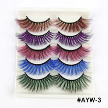 Load image into Gallery viewer, 5 pairs 3D Fake Eyelashes Colorful Faux Mink Lashes Mix Color Pink Blue Red White False Eyelashes Fluffy Soft Cilias Vendor Fake Eyelashes
