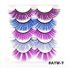 Load image into Gallery viewer, 5 pairs 3D Fake Eyelashes Colorful Faux Mink Lashes Mix Color Pink Blue Red White False Eyelashes Fluffy Soft Cilias Vendor Fake Eyelashes
