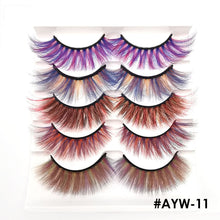 Load image into Gallery viewer, 5 pairs 3D Fake Eyelashes Colorful Faux Mink Lashes Mix Color Pink Blue Red White False Eyelashes Fluffy Soft Cilias Vendor Fake Eyelashes
