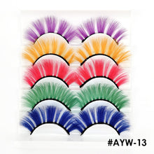 Load image into Gallery viewer, 5 pairs 3D Fake Eyelashes Colorful Faux Mink Lashes Mix Color Pink Blue Red White False Eyelashes Fluffy Soft Cilias Vendor Fake Eyelashes
