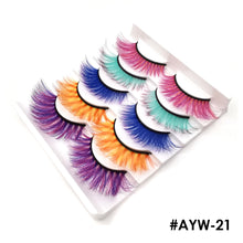 Load image into Gallery viewer, 5 pairs 3D Fake Eyelashes Colorful Faux Mink Lashes Mix Color Pink Blue Red White False Eyelashes Fluffy Soft Cilias Vendor Fake Eyelashes
