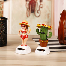 Load image into Gallery viewer, Cactus Auto-swinging Solar Sun Flower Jewelry Car Interiors Ornaments Dancing Doll Figurines Miniature Car Home Decoration
