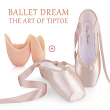 Load image into Gallery viewer, Satin Girls Ballerina Ballet Pointe Shoes Child Adult Ballet Shoes with RibbonsPractise Ballerina Shoes Women Dance Shoes
