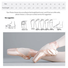 Load image into Gallery viewer, Satin Girls Ballerina Ballet Pointe Shoes Child Adult Ballet Shoes with RibbonsPractise Ballerina Shoes Women Dance Shoes
