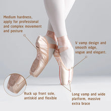 Load image into Gallery viewer, Satin Girls Ballerina Ballet Pointe Shoes Child Adult Ballet Shoes with RibbonsPractise Ballerina Shoes Women Dance Shoes

